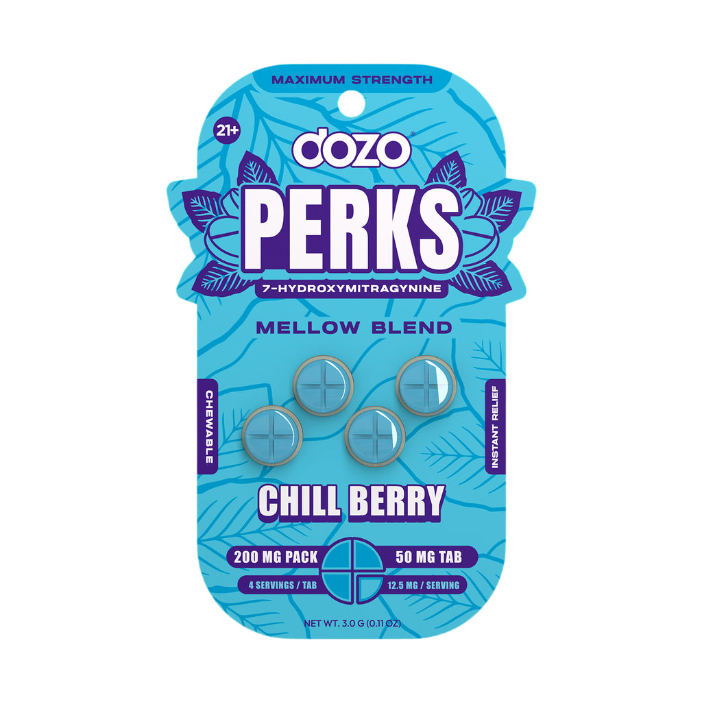 Dozo Perks Kratom Chewable Tablets – Chill Berry – 4ct (50mg Each)