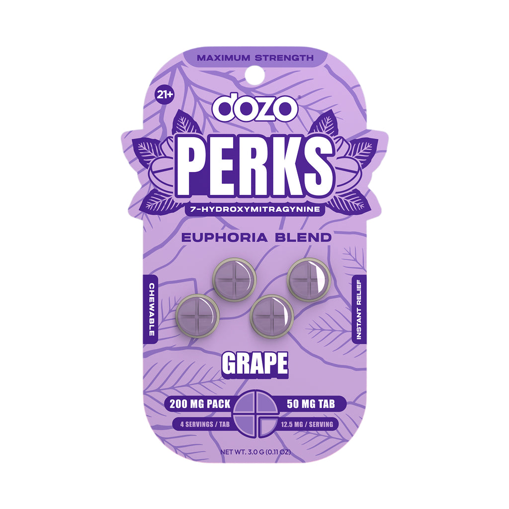 Dozo Perks Kratom Chewable Tablets – Grape – 4ct (50mg Each)