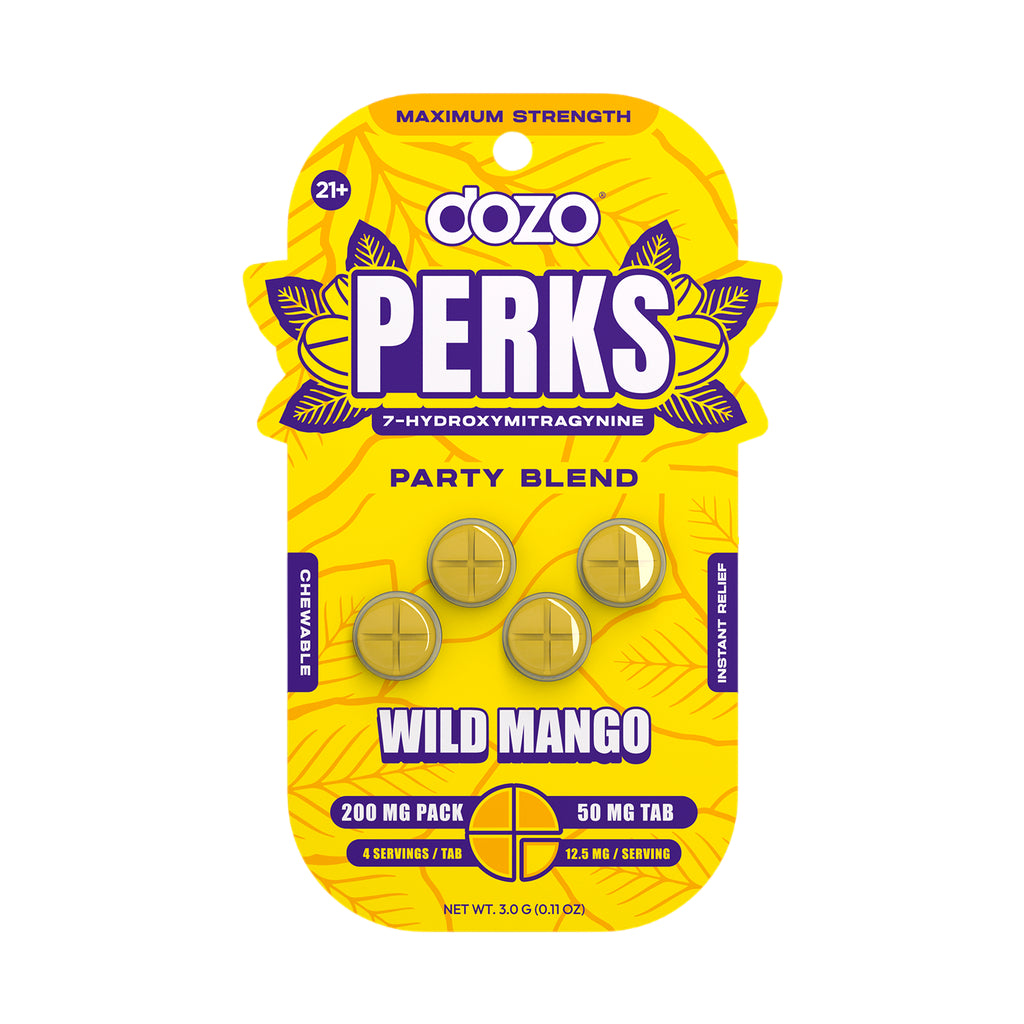 Dozo Perks Kratom Chewable Tablets – Wild Mango – 4ct (50mg Each)