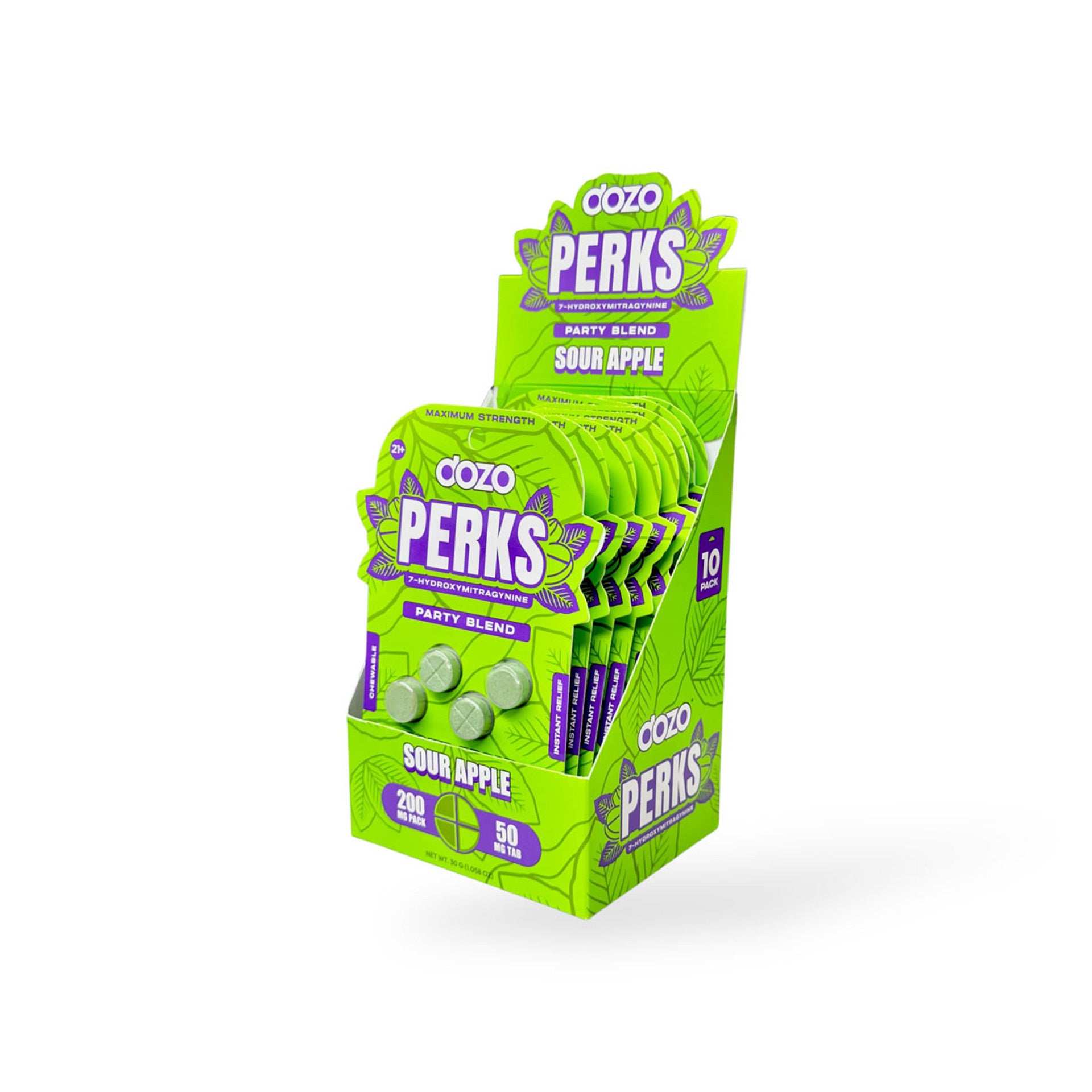 Dozo Perks Kratom Chewable Tablets – Sour Apple – 4ct (50mg Each)